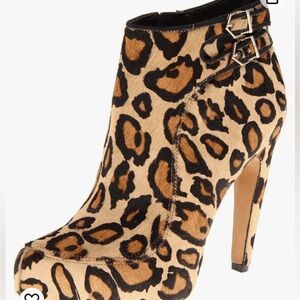 Sam Edelman Women's Kit Ankle Boot Calfskin Leopard Print Size 7.5
